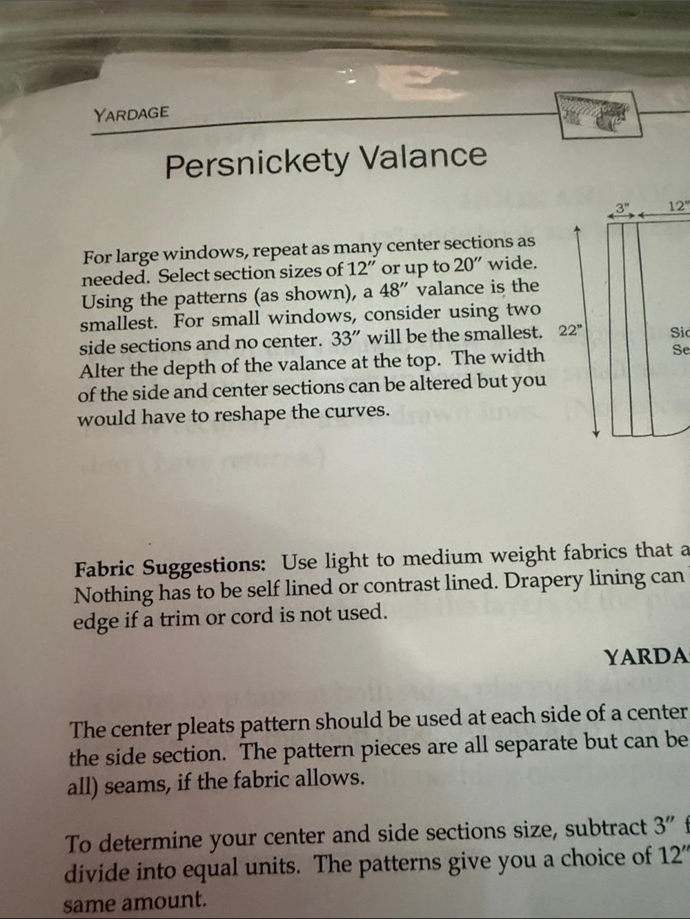 M. Fay Persnickety Valance Pattern 9348 - Window Valance Uncut